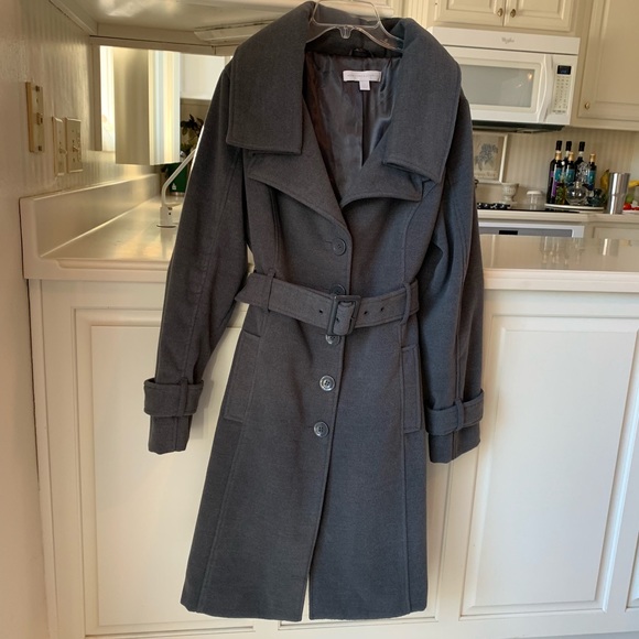 New York & Company Jackets & Blazers - New York & Co. Classic Long Gray Belted Coat